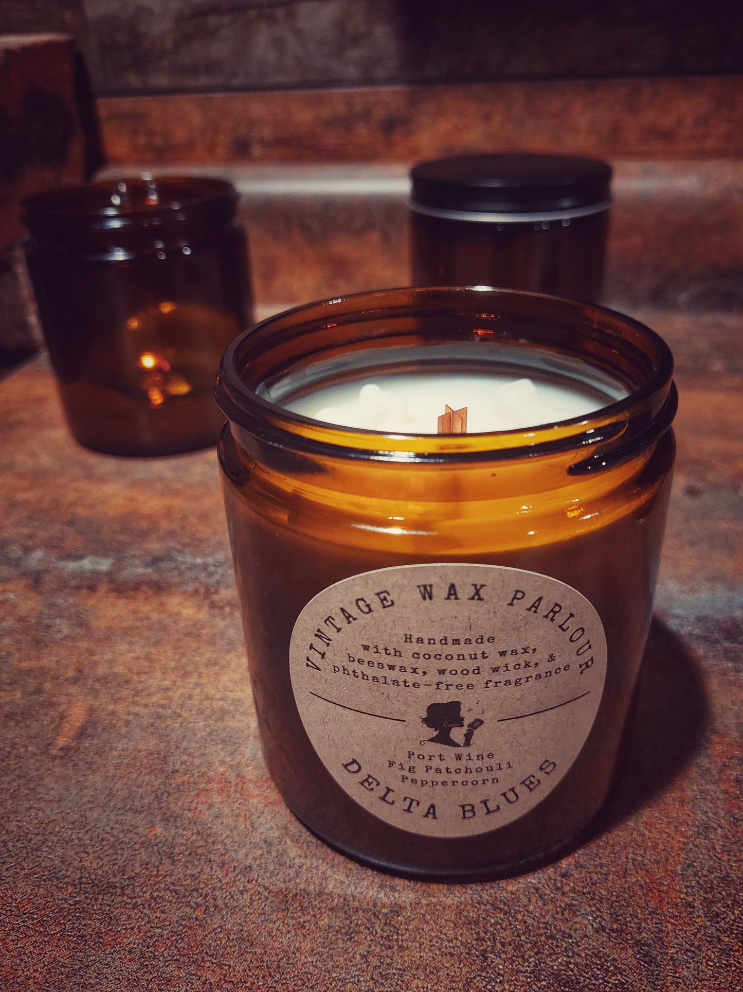 Delta Blues Candle in Amber Glass Jar