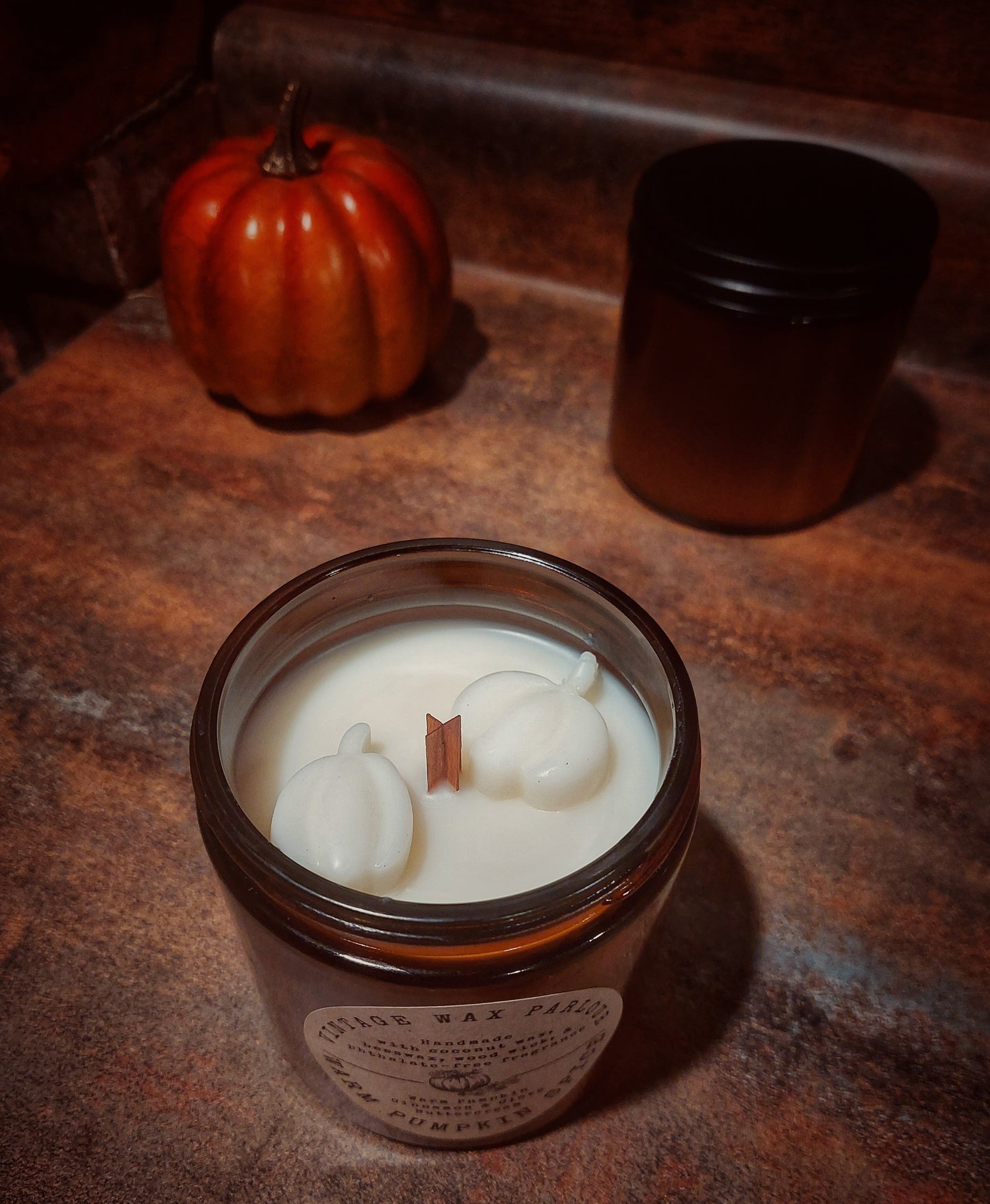 Warm Pumpkin Spice Candle in Amber Glass Jar