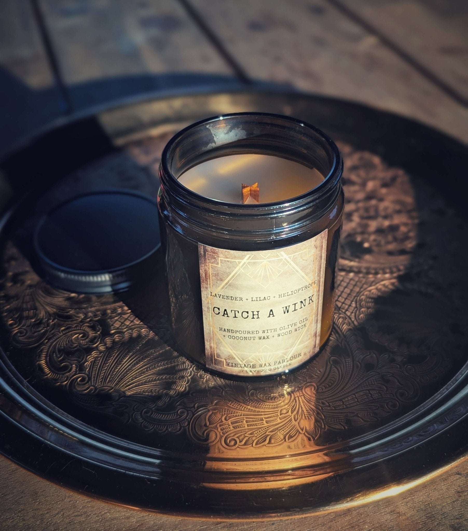 Vintage - Inspired Wooden Wick Candle - Vintage Wax Parlour