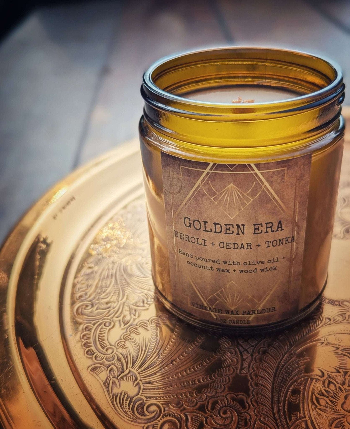 Vintage - Inspired Wooden Wick Candle - Vintage Wax Parlour